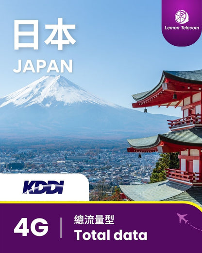 【日本上網】日本 SIM 卡 - 4G 總流量型（KDDI）