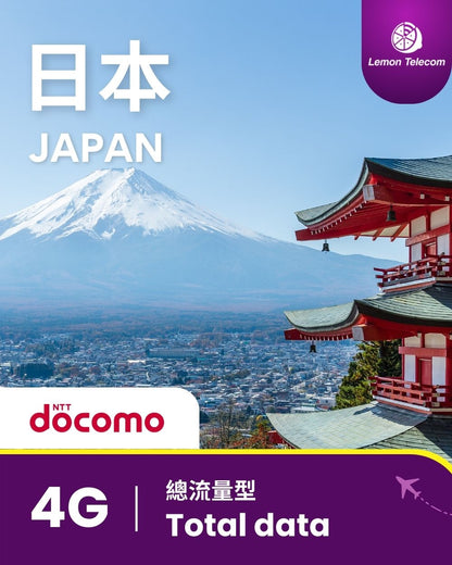 【日本上網】日本 SIM 卡 - 4G 總流量型（Docomo/IIJ）